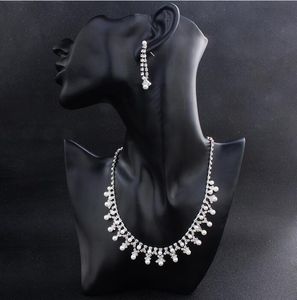 2022 bling peals brud smycken set silver vit pläterad halsband pärlörhängen bröllop smyckesuppsättningar för brudbrudtärnor kvinnor244h