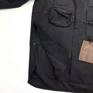 Moda-Casaco Preto Primavera Outono Zíper Bolso Botão Camisa Homens Mulheres Ao Ar Livre Casual Rua Hip Hop Casaco Outwear Casaco HFHLJK049