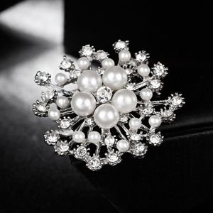 Mode Braut Hochzeit Perle Kristall Blume Broschen Pins Shirts Jacken Mantel Revers Dekor Frauen Mädchen Schmuck