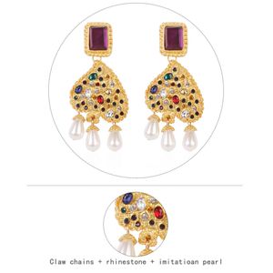 Fashion- exaggerated love imitation pearl earrings personality color diamond luxury heart with earrings