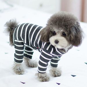 小さな犬のための犬の服夏のストライプのジャンプスーツ犬のための柔らかいパジャマペット猫衣装xxl y200330