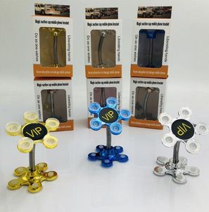 Livre DHL 100 pcs Otário Suporte para Celular 360 graus de Metal Rotativo Flor Ventosa Mágica Titular Suporte Do Telefone Móvel Do Carro Suporte Moun