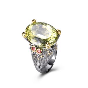 Ny vacker stor oval grön kristallring trendiga smycken av hög kvalitet smycken stora ringar för kvinnor
