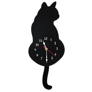 Cute Cat Wall Clock Kit with Real Simulation Swinging Tail