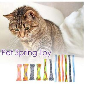 12 pezzi giocattoli interattivi a molla per gatti calibro largo e durevole molle in plastica a colori casuali giocattolo per gatti che gioca giocattolo per accessori per animali domestici gattino