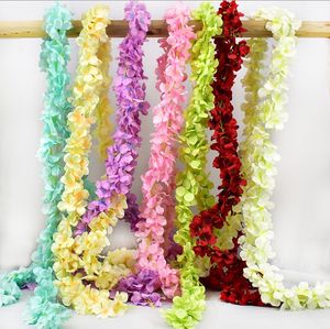 2m Long Artificial Silk Flower Hydrangea Wisteria Garland para Jardim Casa Casamento Decoração Fontes 10 Cores Disponíveis