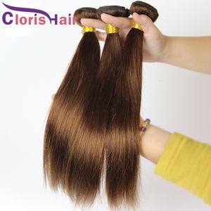 Great Texture #4 Peruvian Virgin Human Hair Weave Bundles 3pcs Colored Dark Brown Silk Straight Natural extensiones de cabello Extensions