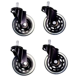 4x Black Swivel Pu Wheels Castor Set, Diameter 75mm = 3inch, 180kg For Your Home Or Office Furniture Chair Table Trolley Dolly