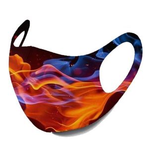 Wholesale flame face resale online - 50pcs face mask designer Starry sky flame camouflage printing masks ear hanging dust facemask