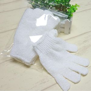White Gloves Body Cleaning Shower Nylon Gloves Exfoliating Bath Glove Flexible Free Size Five Fingers Bath Gloves Bathroom Supplies LSK95