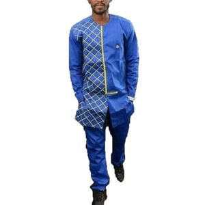 Mens Top Pant Set 2 Pieces Outfit Set African Men Clothes 2020 Riche African Clothing For Men Dashiki Shirt With Trouser Z0306
