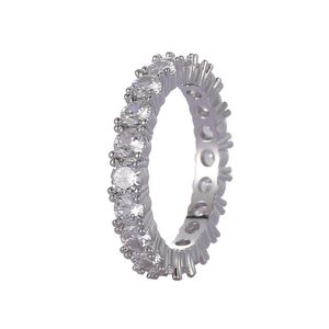 4mm Rozmiar 6-12 1 rzędu Łańcuch tenisowy Circle Big Baguette Cubic Cyrkonia Hip Hop Ring dla mężczyzn kobiet