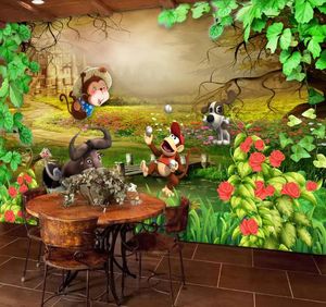 Foto feita sob encomenda 3D Wallpaper Mural Belo quarto mural animais quarto papel de parede do fundo de desenhos animados das crianças das crianças