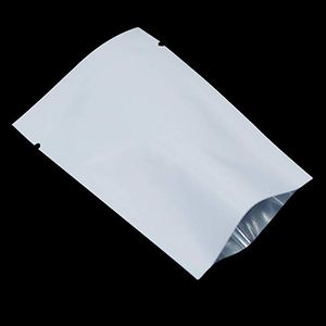 200 stücke 8*12 cm weiß heißsiegel vakuumverpackungsbeutel lebensmittelqualität aluminiumfolie verpackungsbeutel geschenk probe power pack oben offenen beutel