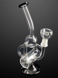 Tubo da 8,5 pollici a tre tubi Recycler Oil Dab Rig Narghilè in linea Tubo dell'acqua in vetro Bong 14mm Giunto