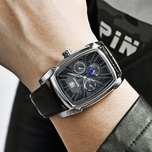 Benyar Sports Military Men Watches Top Luxury Brand Man Chronograph Quartz-Watch Leather Army Man Clock Relogio Masculino
