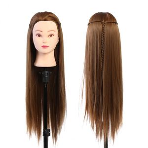 Salon Hair Tryup Practice Model Eyelash Extensions Mannequin Head Parrucchiere Allenamento Doll Doll 60cm Parrucca Testa senza supporto SH190727