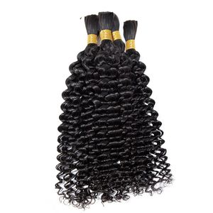 Afro Kinky Human Human Bulk Braiding Human Braiding Brazilian Curly Bulk Cabelo Sem trama 100g Natural Black Brown Blonde