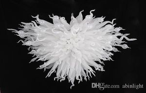 현대 미술 장식 흰색 블로우 무라노 유리 샹들리에 스타일 LED 매달려 수제 블로우 유리 chandeleirs 조명