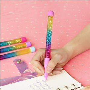 Bonito 0.5mm Fada Vara Caneta Esferográfica Deriva De Areia Glitter Cristal Pen Rainbow Color Criativo Caneta Esferográfica Presente Dos Miúdos Novidade Papelaria GB17