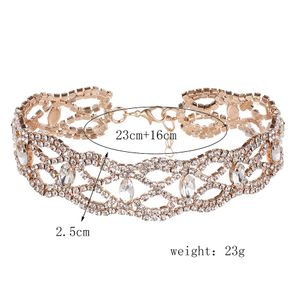 Partihandel-Fashion Designer Luxury Mycket Glittrande Vacker Full Rhinestone Diamond Crystal Collar Choker Rection Necklace