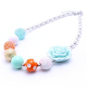 Neueste Design Hübsche Blume Kind Klobige Halskette Bsst Geschenk Bubblegume Perle Klobige Halskette Schmuck Für Baby Kind Mädchen
