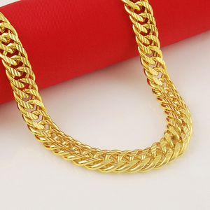 10mm Wide Tight Mens Jewelry 18K Yellow Gold Filld Double Curb Chain Hiphop Necklace Solid Chain Trendy High-end Accessories