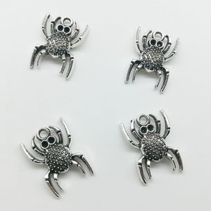 2019 novo 100 pcs aranha encantos pingentes Retro jóias acessórios DIY antigo pingente de prata para pulseira brincos Keychain 19 * 14 mm