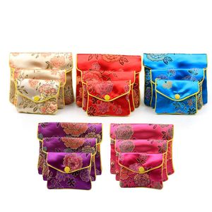 Bolsas De Tela China al por mayor-Colorido chino bordado pendientes pulseras collar bolsas de tela embalaje boda cumpleaños favor fiesta regalo joyería bolsa
