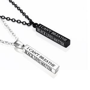 Custom Name Letters Necklace Black Lives Matter I Can't Breathe American Protest Black Women Mens Wishing Pillar Pendant Necklaces Jewelry