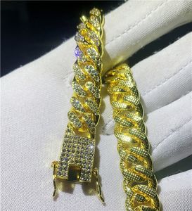 Mens Hip Hop Guld Armband Simulerade Diamant Armband Smycken Mode Iced Out Miami Cuban Link Chain Armband