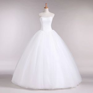 Lace Tulle Ball Gown Wedding Dresses with sweetheart Neckline 2019 Simple Wedding Gown Lace Up Bridal Dress White Ivory293t