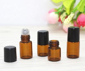 Commercio all'ingrosso 3000 pz 1 ml 2 ml Olio Essenziale Rotolo Su Bottiglia di Profumo di Vetro Vuoto Ambra Riutilizzabile 1CC 2CC Roller Campione contenitore Spedizione Gratuita