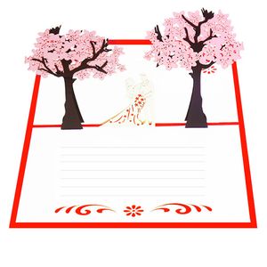 Carta di invito dell'albero dell'albero di amore Biglietti di auguri di cerimonia nuziale 3d creativi per i biglietti di auguri del partito festivo del giorno di San Valentino