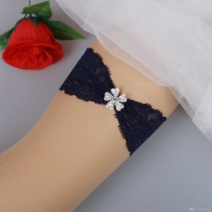 Опт Сексуальная кружева цветок ручной работы свадебный набор с темно-синим цветом Bridal ремня для ног бусины невесты аксессуары M L XL XXL