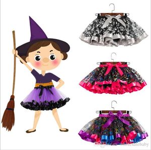 Tule Dance Pettiskirt Ballet Crianças Tutu Saias Halloween Mini Vestidos Borbulha Saias Bow Bruxo Costume Bola Vestido Princesa Saia AYP6543