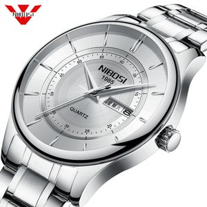 Nibosi Herrenuhren Top-Marke Luxus Herrenuhr Stahl Leder Display Woche Datum Mode Quarzuhr Business Herren Armbanduhr