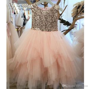 2-14 Years Floor-Length Kids Sequin Flower Girls Dress Kids Pageant Party Wedding Ball Gown Prom Princess Formal Occassion Girls Dress