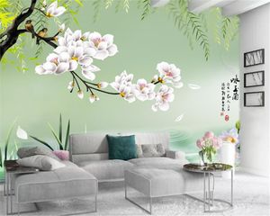 3d Wallpaper Mural Delicate Flowers Clear Lake custom beautiful scenery Silk Mural Wallpaper