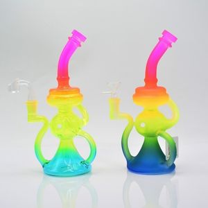 10インチRasta Recycler Bongユニークなガラスウォーターボン販売のためのヘッドガラスダブリグバンガーフロストオイルリグ