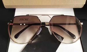 luxury- Men Designer Square Gold Brown Gradient Sunglasses Fashion Brand Sunglass with hard box