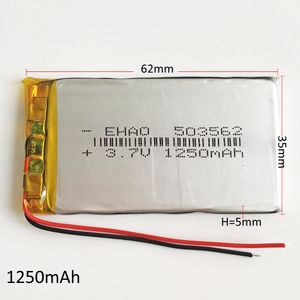 Model 503562 3.7V 1250mAh Li-Po Rechargeable Battery Lithium Polymer For Mp3 DVD PAD mobile phone GPS power bank Camera E-books recoder