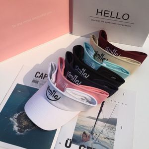 Mode-kvinnor män koreanska stil sommar tomt toppjusterbar baseball cap smile bokstäver emb massiv färg sport utomhus sol visor hatt