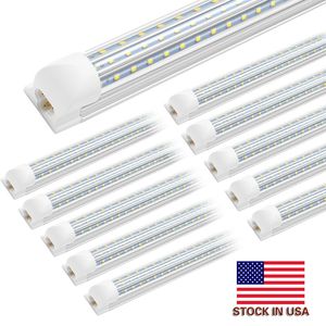 Double Row T8 Integrated Tube Lights , Frosted Milky Cover , 4Ft 8Ft , 6000K ,120W Double Linner Bar Lights Stock In USA