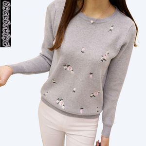 Fashion- Jersey Mulheres Camisola Mulheres Embroidery Inverno e Pulôver Feminino Tricot Sweater Jumper Pull Poliéster Femme