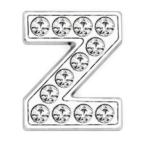 50pcs/lot 8mm Full Rhinestones Bling Slide Letter Z DIY Charms Fit For 8mm leather bracelet phone strips SL0013