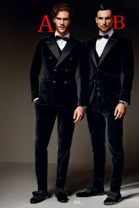 Suits Personalizar Abotoamento Velvet Noivo Smoking Man Blazer Negócios Casaco Colete Calças Homens Prom Party Define K 69