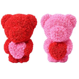 Supporto per decorazioni per feste di matrimonio Fiore di rosa Schiuma Orso con cuore d'amore Anniversario Regalo di San Valentino Regalo di compleanno per fidanzata