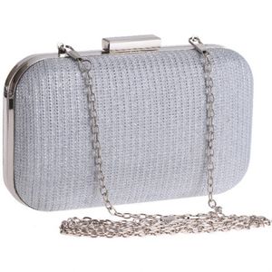 Shiny Glitter Silver Black Bridal Handbags Clutch Bags For Formal Party Occasions with Chains Ladies Purses