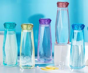 Crystal Glass Water Bottle Drinkware Ketel Creatieve edelsteen Heldere flessen Cup Travel Sports My Fles 500ml Kerst Nieuwjaar Prsenten